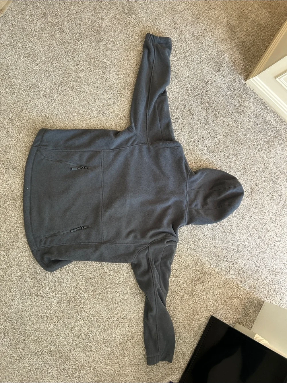 Men's Military-Style Hooded Fleece Jacket in Dark Gray